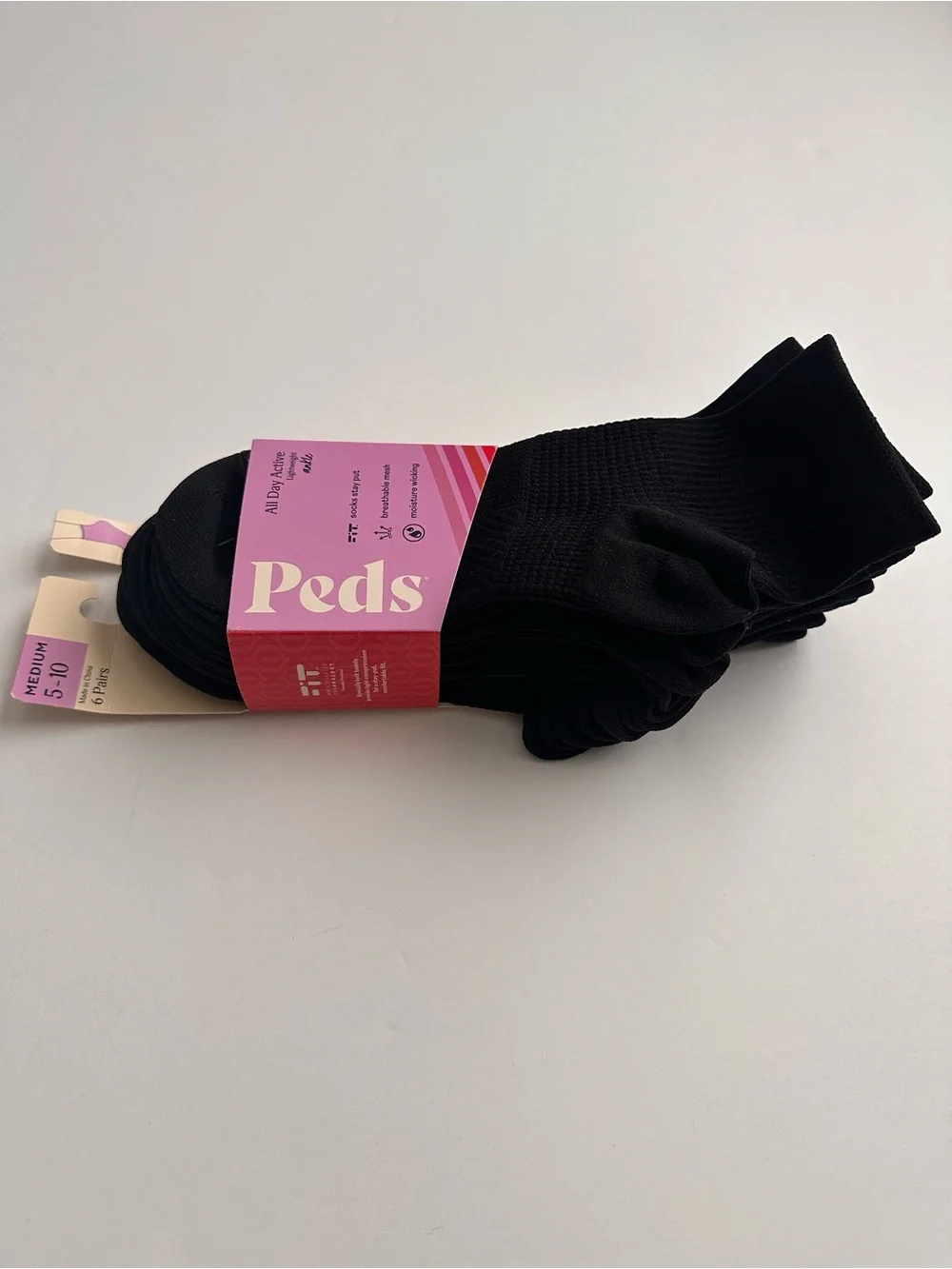 Peds All Day Active Ankle Socks - Black (Women)